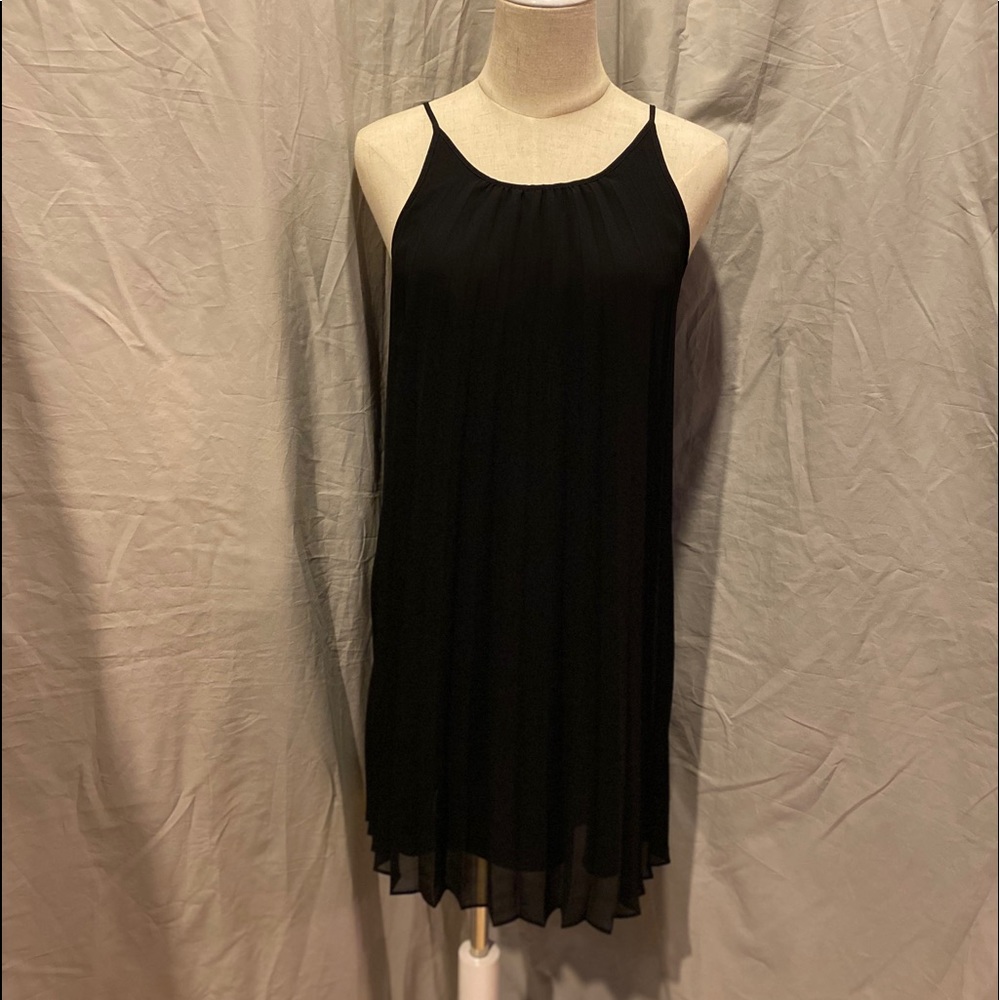 BCBGeneration Black Pleated Chiffon Dress